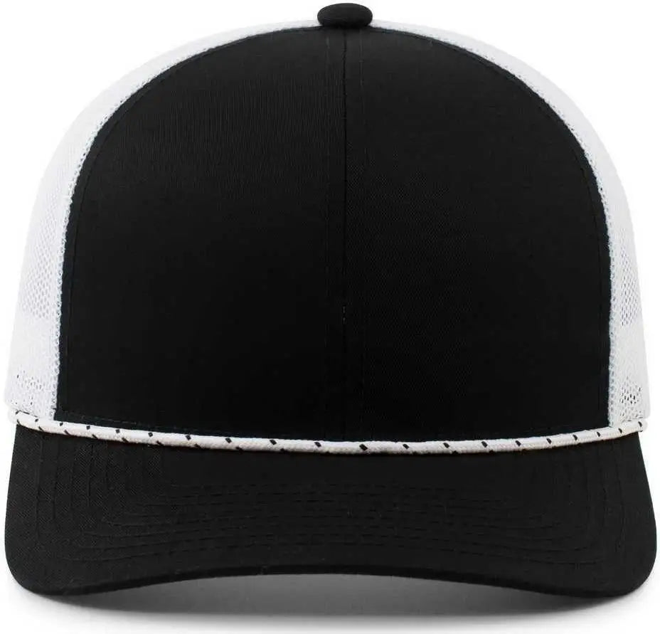 Pacific Headwear 104br Trucker Snapback Braid Cap - Black White - 7’’ - 7 7/8’’