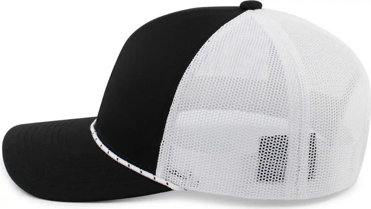 Pacific Headwear 104br Trucker Snapback Braid Cap Black White / 7’’ 7 7/8’’