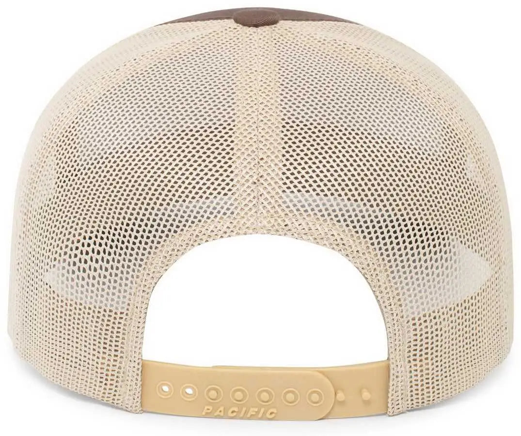 Pacific Headwear 104br Trucker Snapback Braid Cap - Brown Khaki