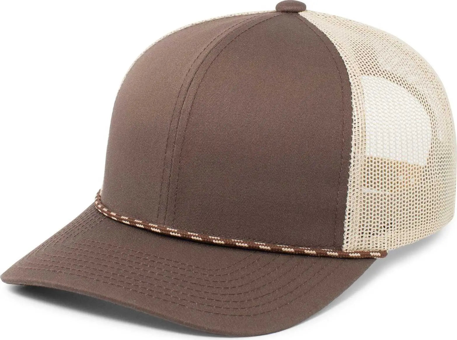 Pacific Headwear 104br Trucker Snapback Braid Cap - Brown Khaki