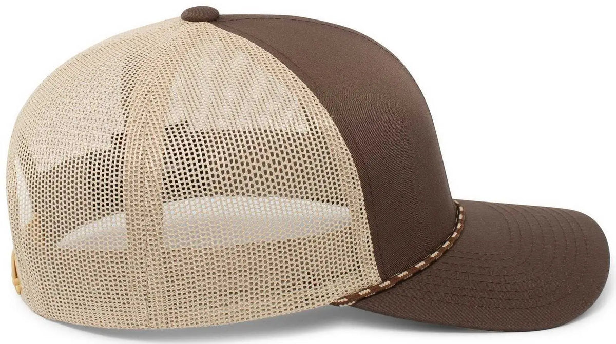 Pacific Headwear 104br Trucker Snapback Braid Cap - Brown Khaki