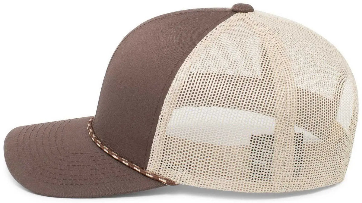 Pacific Headwear 104br Trucker Snapback Braid Cap - Brown Khaki