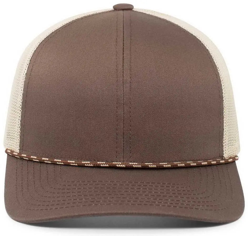 Pacific Headwear 104br Trucker Snapback Braid Cap - Brown Khaki