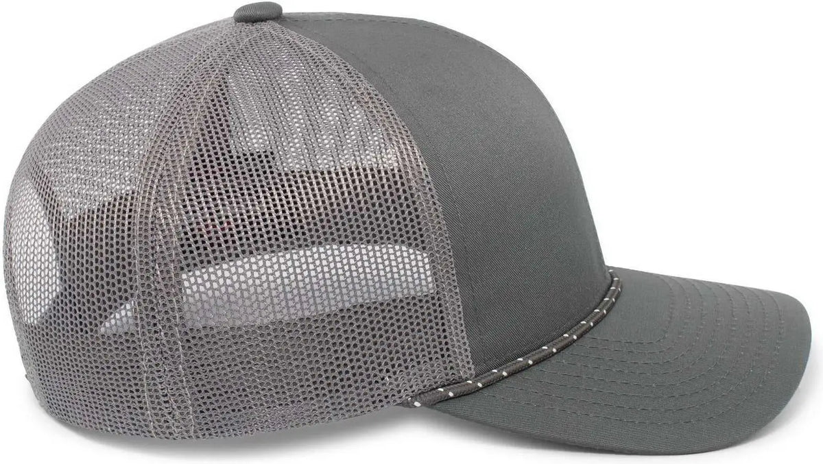 Pacific Headwear 104br Trucker Snapback Braid Cap - Graphite - Dark Gray / 7’’ - 7 7/8’’