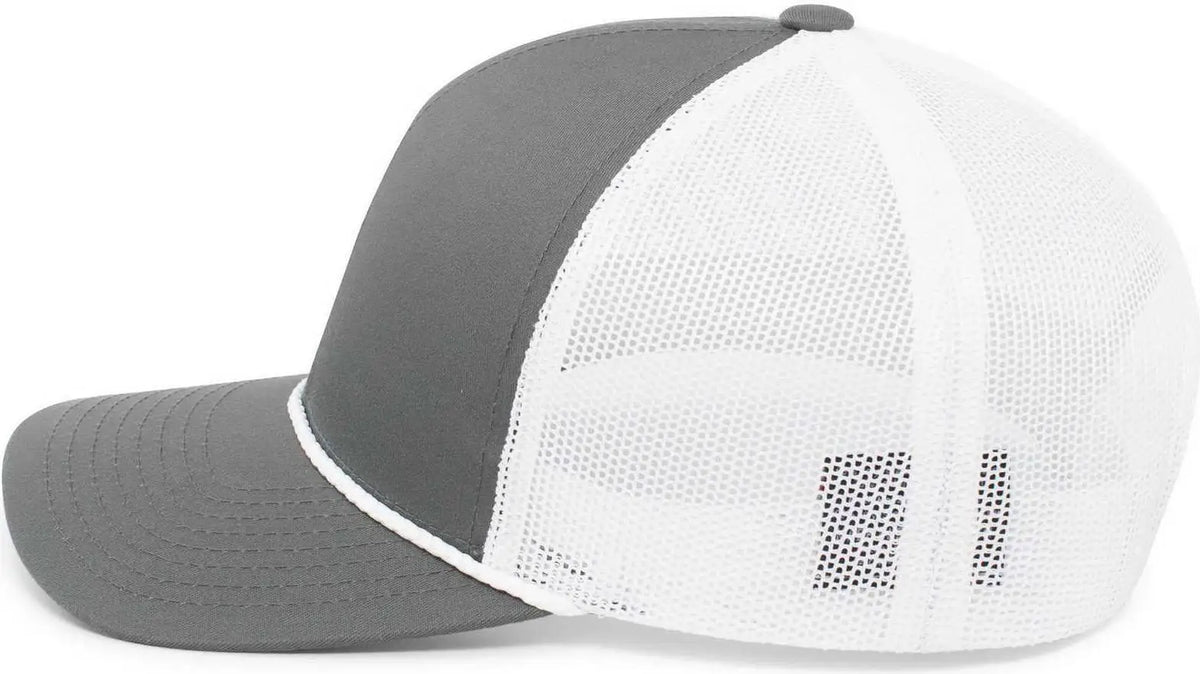 Pacific Headwear 104br Trucker Snapback Braid Cap - Graphite White - Dark Gray / 7’’ - 7 7/8’’