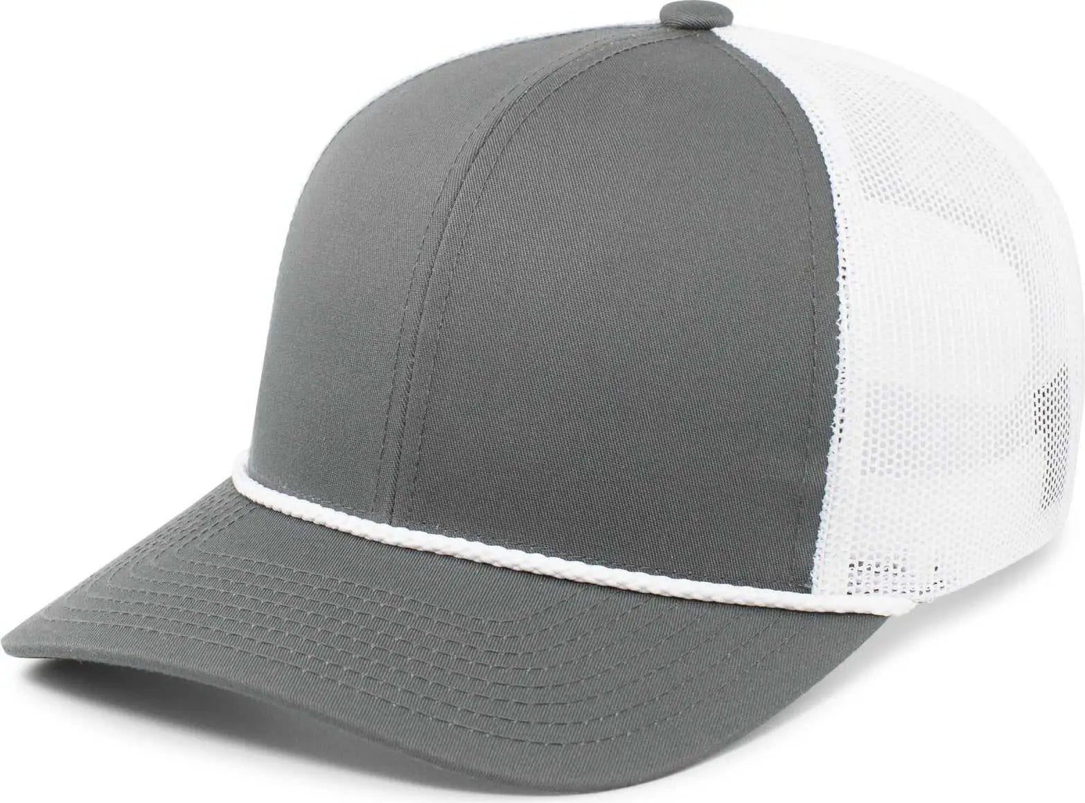 Pacific Headwear 104br Trucker Snapback Braid Cap - Graphite White