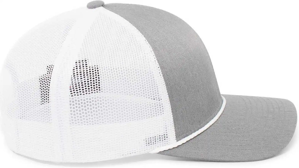 Pacific Headwear 104br Trucker Snapback Braid Cap - Heather Grey White - 7’’ - 7 7/8’’