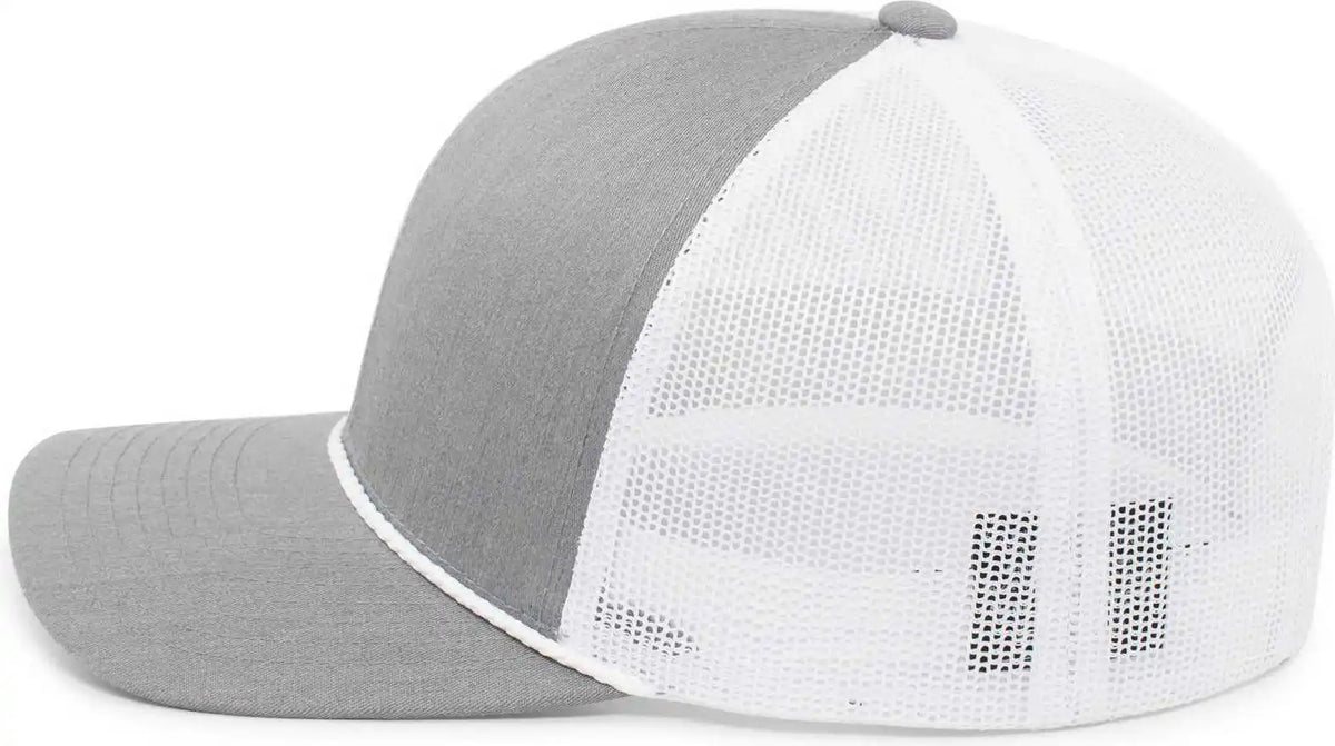 Pacific Headwear 104br Trucker Snapback Braid Cap - Heather Grey White - 7’’ - 7 7/8’’