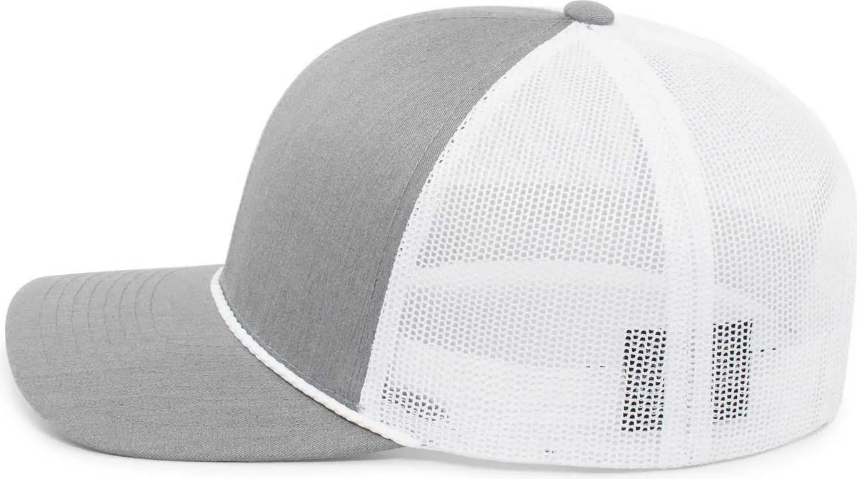 Pacific Headwear 104br Trucker Snapback Braid Cap - Heather Grey White - 7’’ - 7 7/8’’