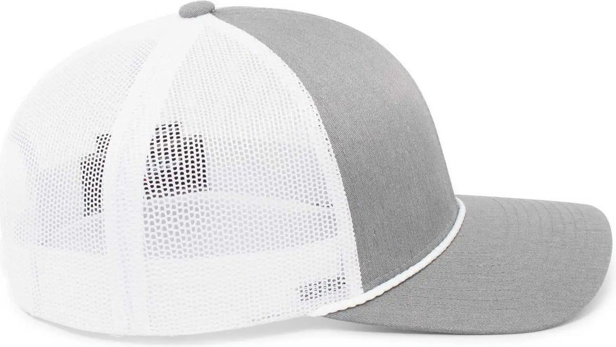 Pacific Headwear 104br Trucker Snapback Braid Cap - Heather Grey White - 7’’ - 7 7/8’’