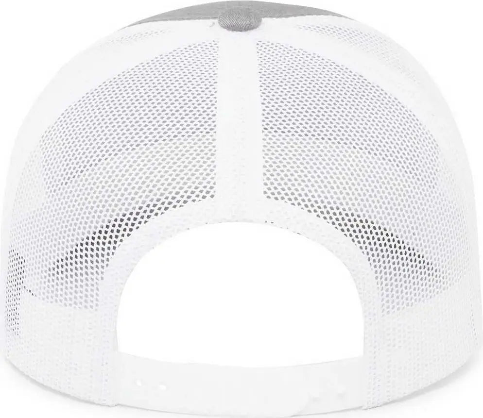 Pacific Headwear 104br Trucker Snapback Braid Cap - Heather Grey White - 7’’ - 7 7/8’’