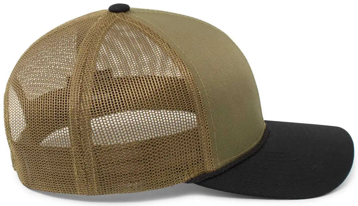 Pacific Headwear 104br Trucker Snapback Braid Cap Moss Green Black Olive / 7’’ 7 7/8’’