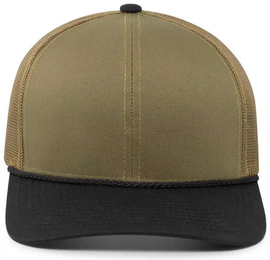 Pacific Headwear 104br Trucker Snapback Braid Cap Moss Green Black Olive / 7’’ 7 7/8’’