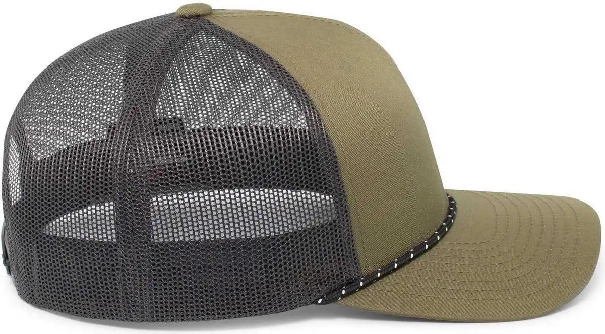 Pacific Headwear 104br Trucker Snapback Braid Cap Moss Green Lt Charcoal / 7’’ 7 7/8’’
