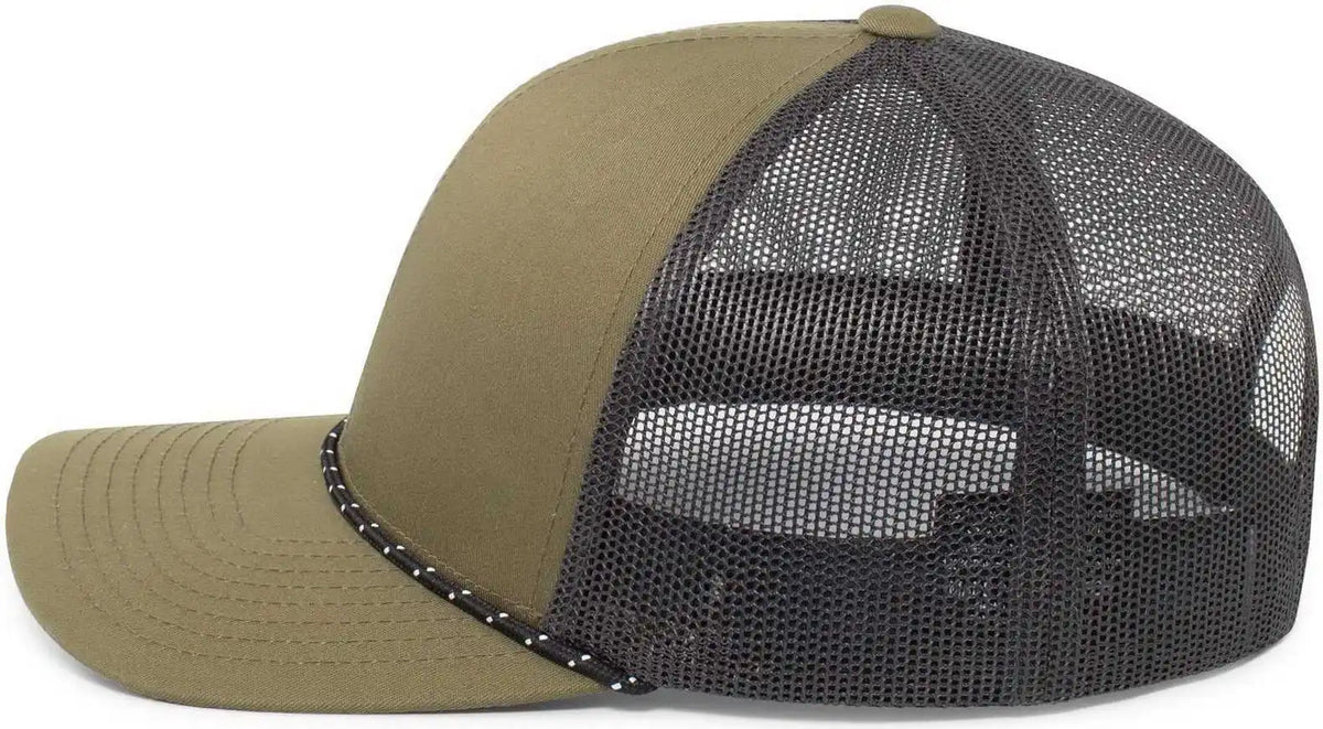 Pacific Headwear 104br Trucker Snapback Braid Cap Moss Green Lt Charcoal / 7’’ 7 7/8’’