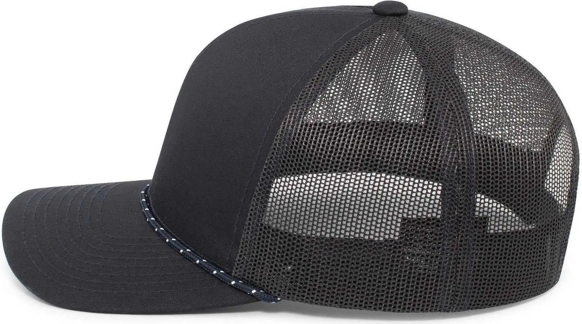 Pacific Headwear 104br Trucker Snapback Braid Cap - Navy - 7’’ - 7 7/8’’