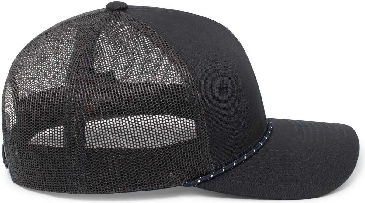 Pacific Headwear 104br Trucker Snapback Braid Cap - Navy - 7’’ - 7 7/8’’