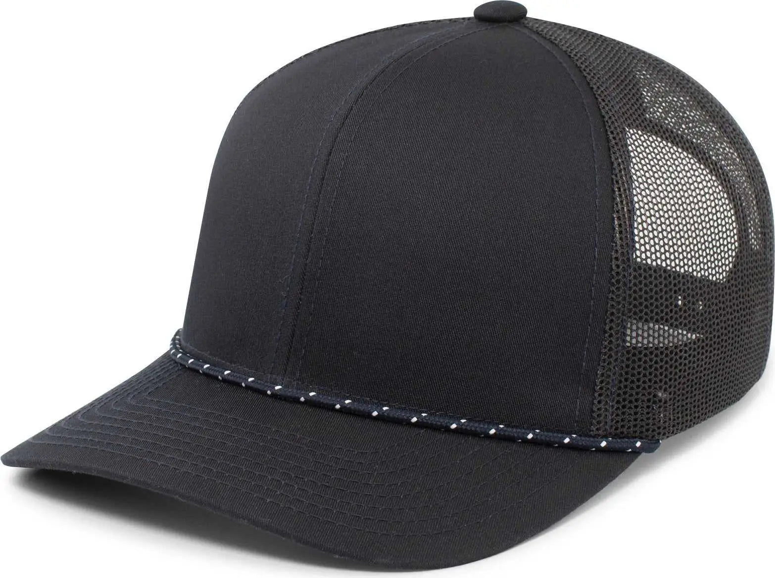 Pacific Headwear 104br Trucker Snapback Braid Cap - Navy