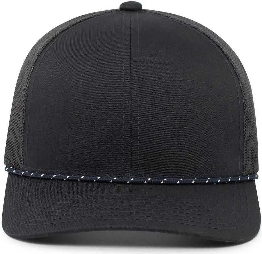 Pacific Headwear 104br Trucker Snapback Braid Cap - Navy