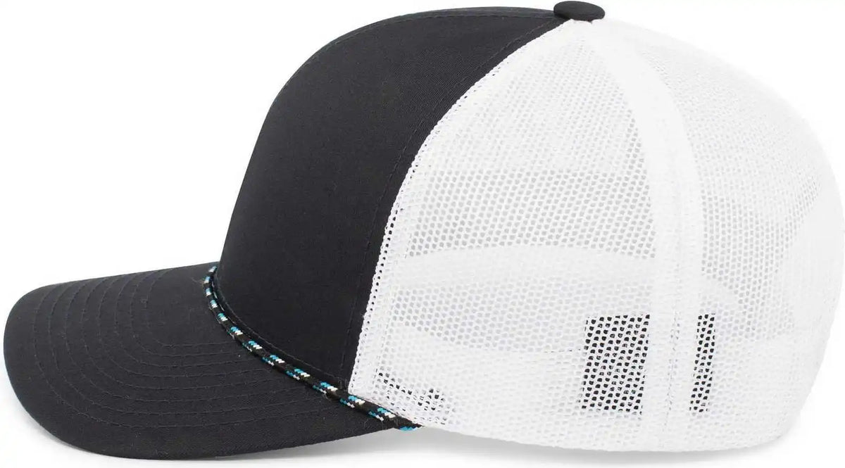 Pacific Headwear 104br Trucker Snapback Braid Cap Navy White / 7’’ 7 7/8’’