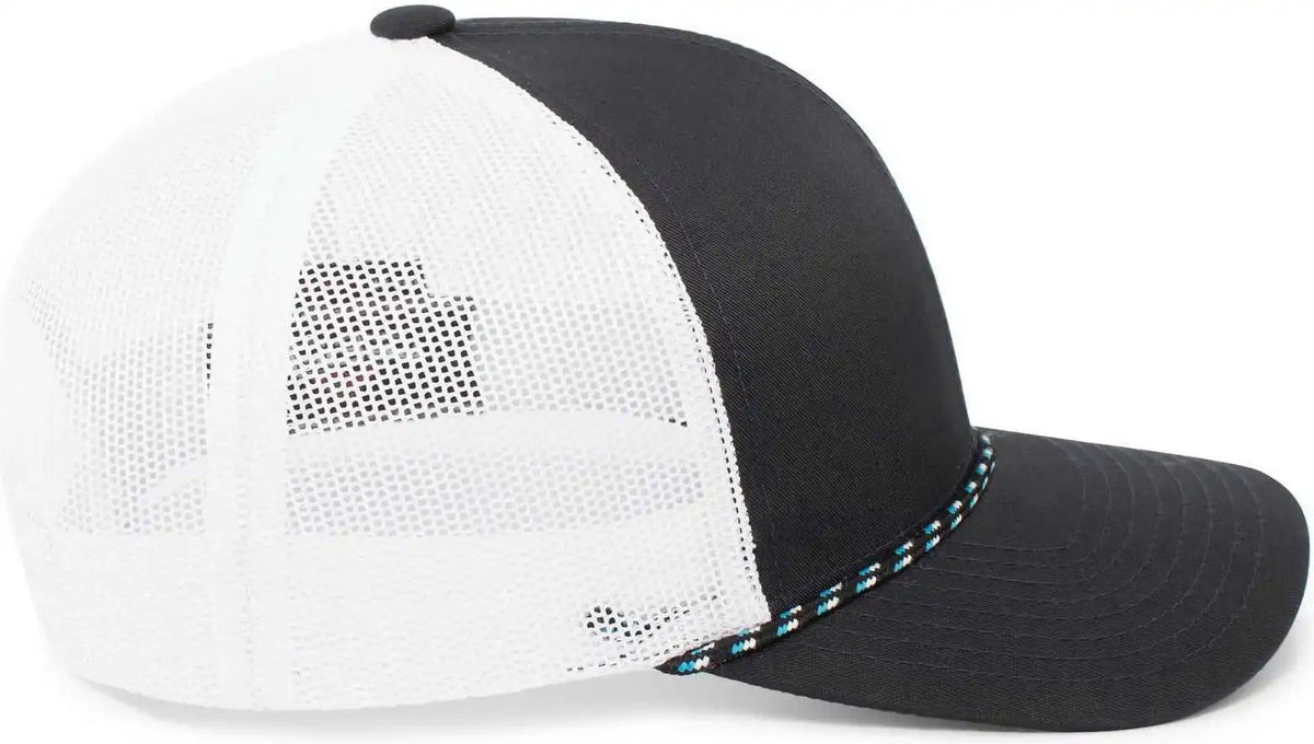 Pacific Headwear 104br Trucker Snapback Braid Cap Navy White / 7’’ 7 7/8’’
