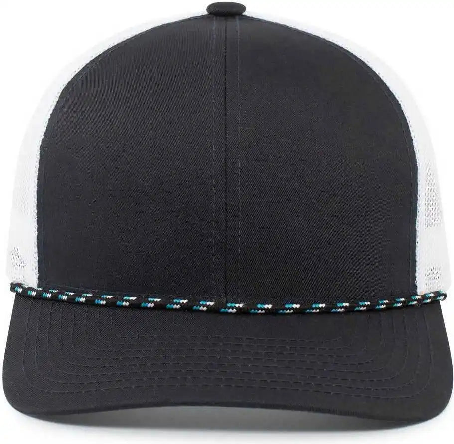 Pacific Headwear 104br Trucker Snapback Braid Cap - Navy White - 7’’ - 7 7/8’’