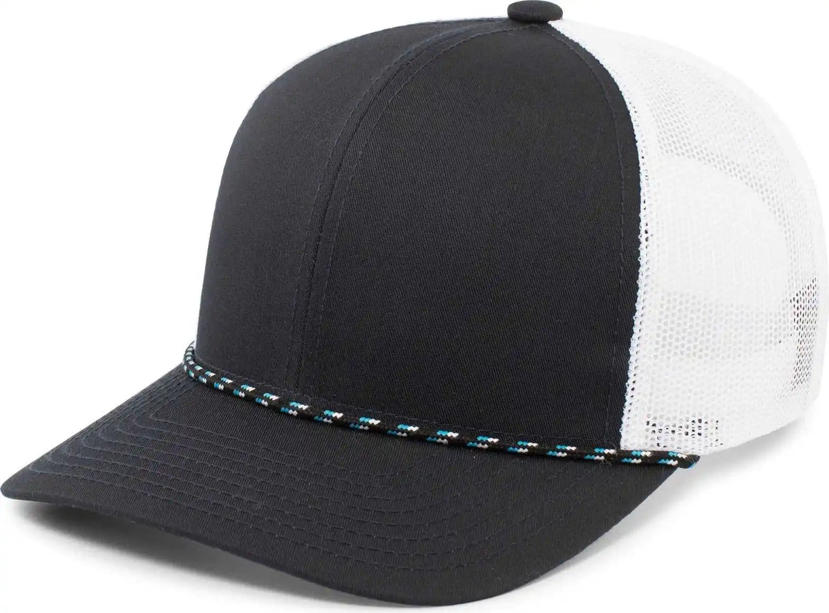 Pacific Headwear 104br Trucker Snapback Braid Cap Navy White / 7’’ 7 7/8’’
