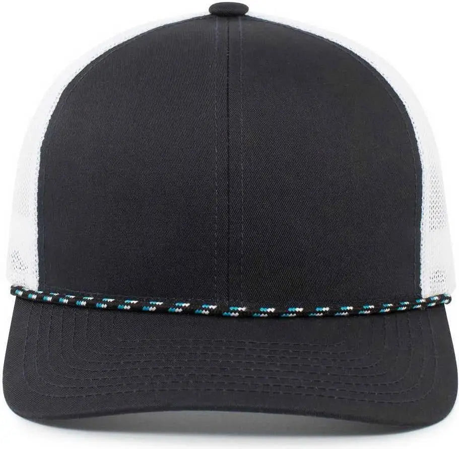 Pacific Headwear 104br Trucker Snapback Braid Cap - Navy White