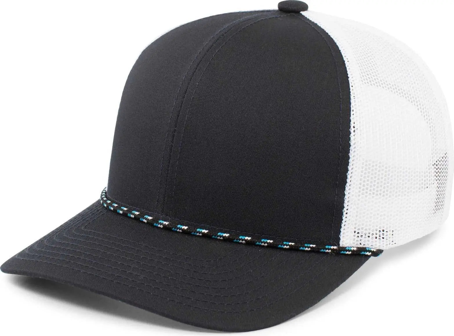 Pacific Headwear 104br Trucker Snapback Braid Cap - Navy White