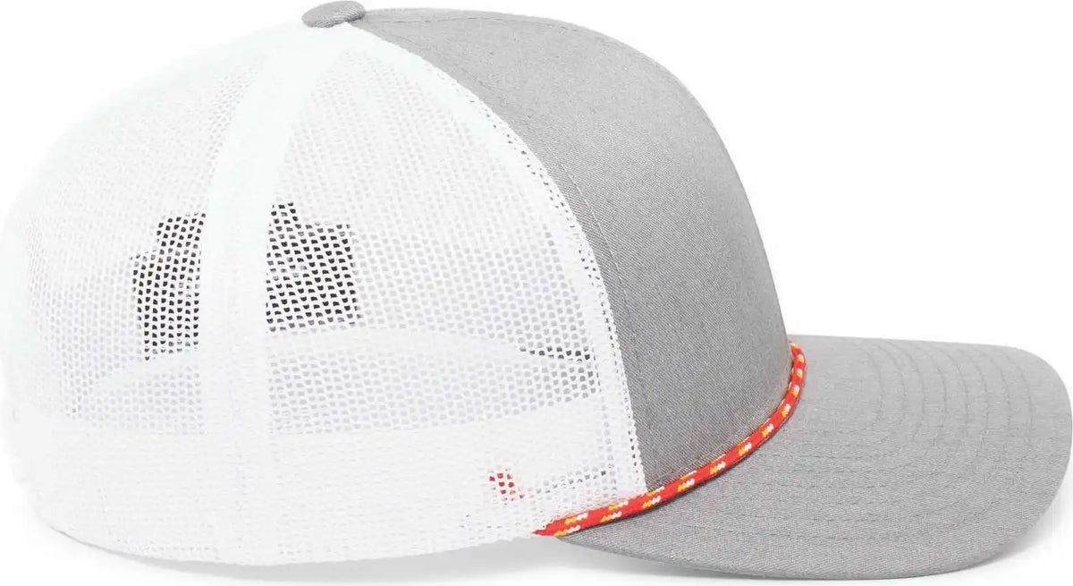 Pacific Headwear 104br Trucker Snapback Braid Cap - Red Heather Grey White - 7’’ - 7 7/8’’