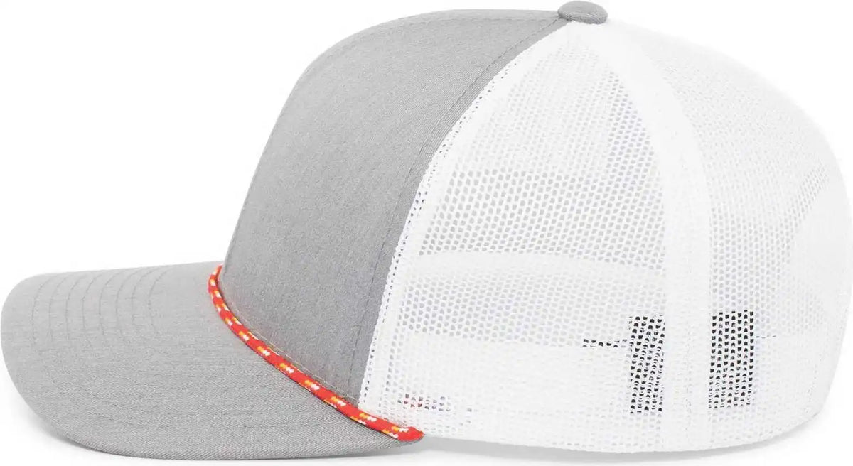 Pacific Headwear 104br Trucker Snapback Braid Cap - Red Heather Grey White - 7’’ - 7 7/8’’