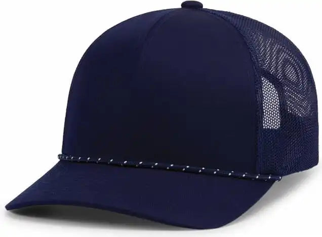 Pacific Headwear 104br Trucker Snapback Braid Cap - True Navy - 7’’ - 7 7/8’’