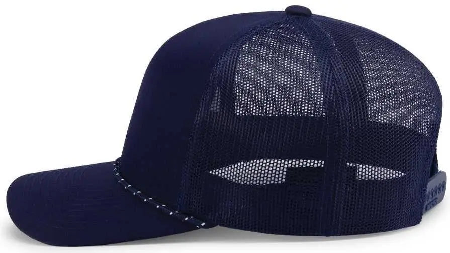 Pacific Headwear 104br Trucker Snapback Braid Cap - True Navy