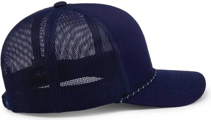 Pacific Headwear 104br Trucker Snapback Braid Cap - True Navy