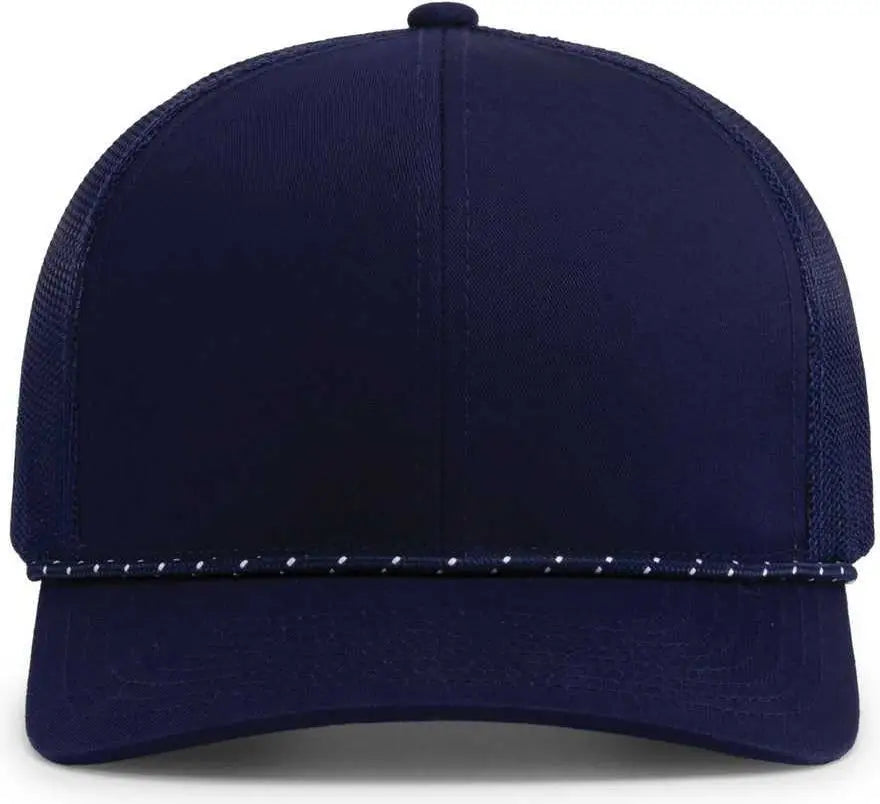 Pacific Headwear 104br Trucker Snapback Braid Cap - True Navy