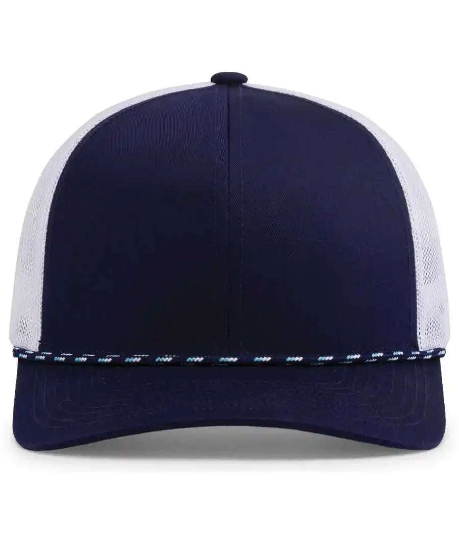 Pacific Headwear 104br Trucker Snapback Braid Cap - True Navy White - 7’’ - 7 7/8’’