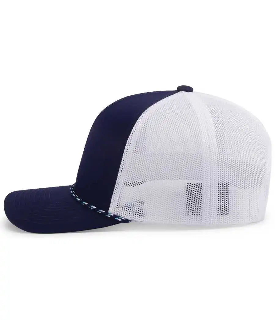 Pacific Headwear 104br Trucker Snapback Braid Cap True Navy White / 7’’ 7 7/8’’