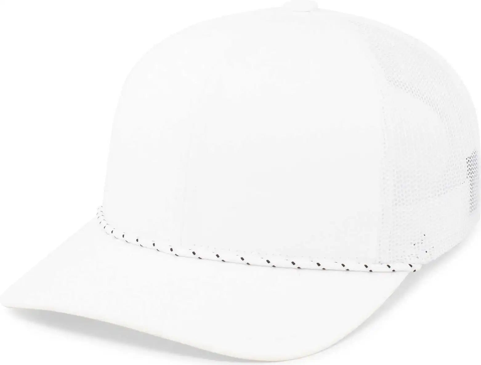 Pacific Headwear 104br Trucker Snapback Braid Cap - White - 7’’ - 7 7/8’’