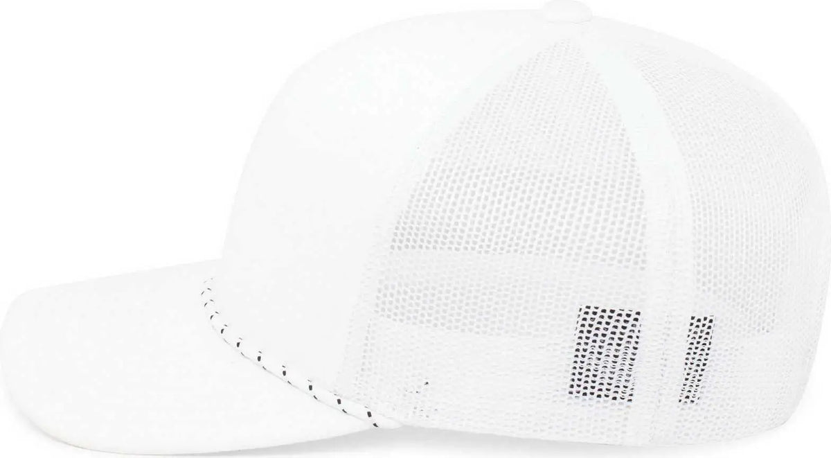 Pacific Headwear 104br Trucker Snapback Braid Cap - White - 7’’ - 7 7/8’’