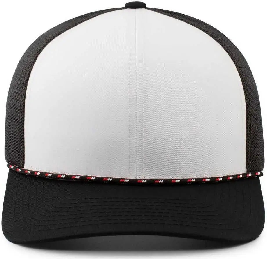 Pacific Headwear 104br Trucker Snapback Braid Cap - White Black - 7’’ - 7 7/8’’