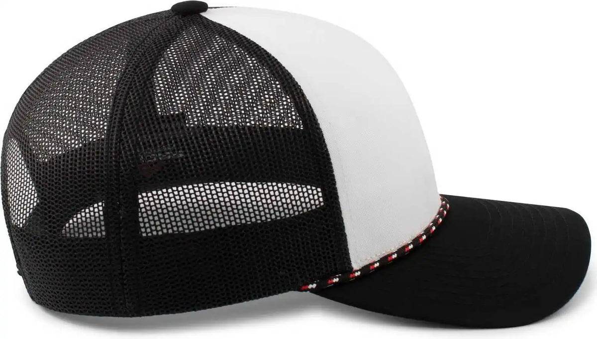 Pacific Headwear 104br Trucker Snapback Braid Cap White Black / 7’’ 7 7/8’’