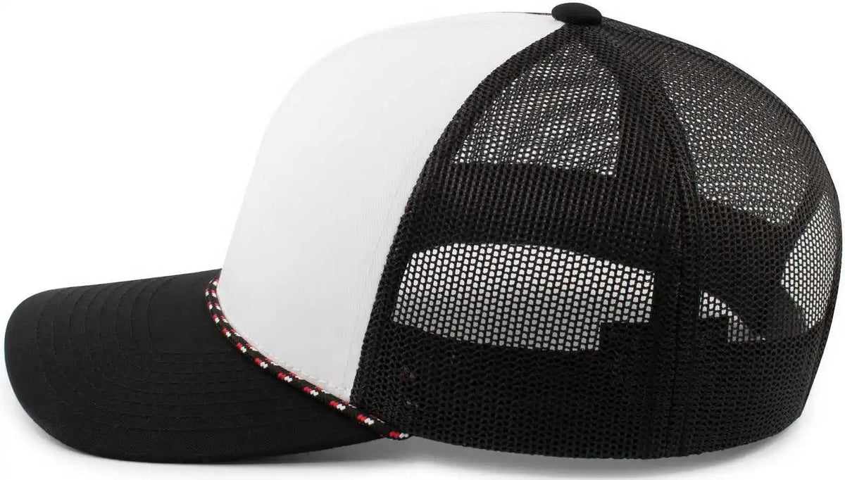 Pacific Headwear 104br Trucker Snapback Braid Cap White Black / 7’’ 7 7/8’’