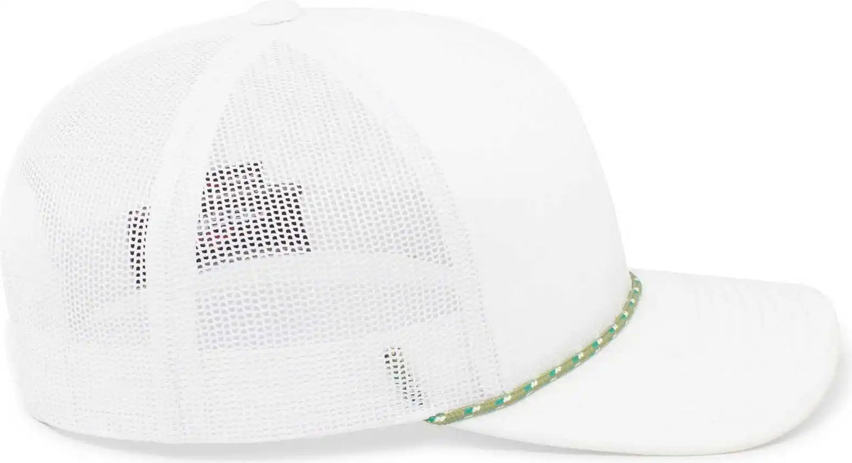 Pacific Headwear 104br Trucker Snapback Braid Cap White Moss Green / 7’’ 7 7/8’’