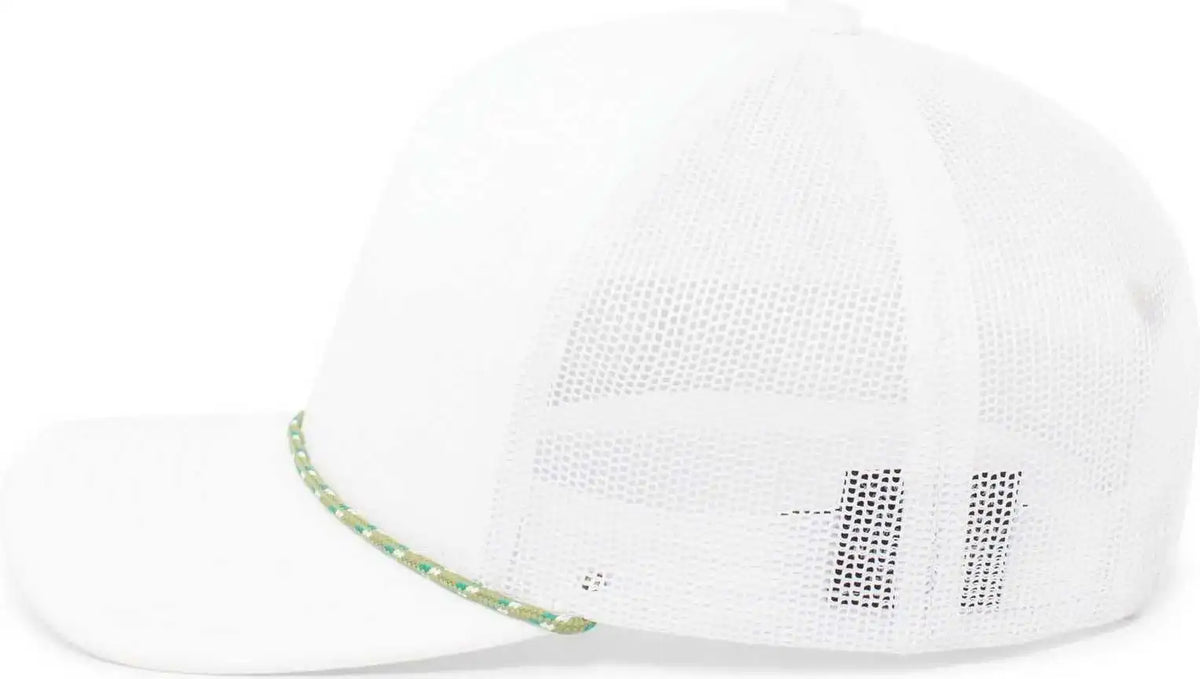 Pacific Headwear 104br Trucker Snapback Braid Cap White Moss Green / 7’’ 7 7/8’’