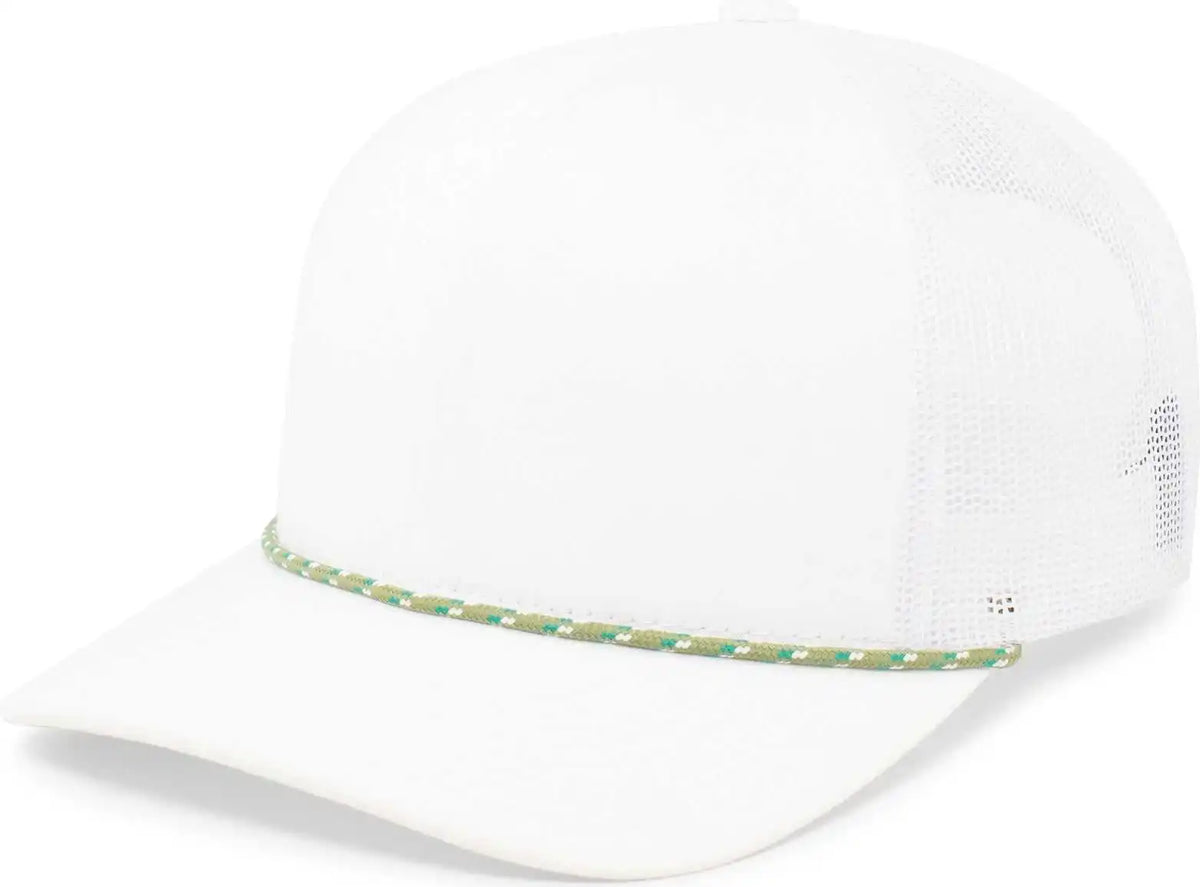 Pacific Headwear 104br Trucker Snapback Braid Cap White Moss Green / 7’’ 7 7/8’’