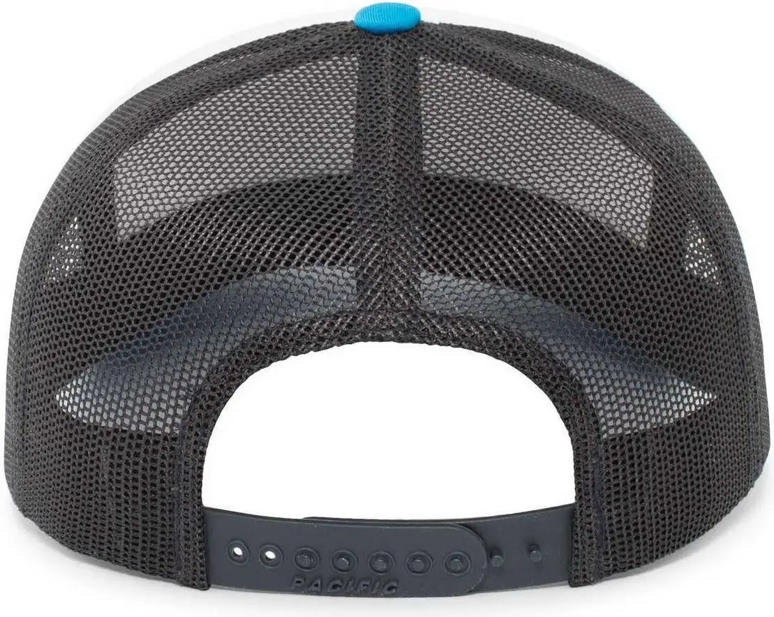 Pacific Headwear 104br Trucker Snapback Braid Cap - White Navy Panther Teal - 7’’ - 7 7/8’’