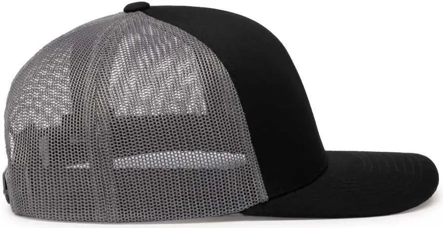 Pacific Headwear 104c Trucker Snapback Cap - Black Graphite