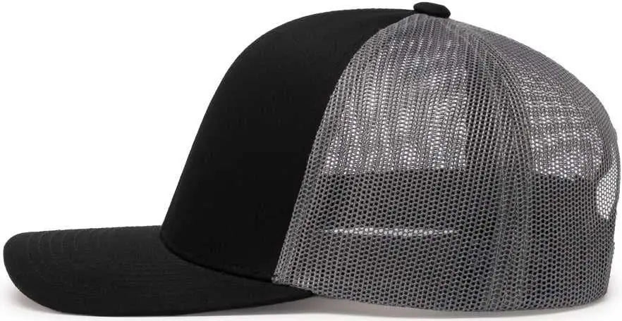Pacific Headwear 104c Trucker Snapback Cap - Black Graphite