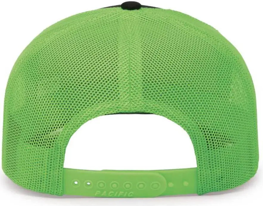 Pacific Headwear 104c Trucker Snapback Cap - Black Neon Green