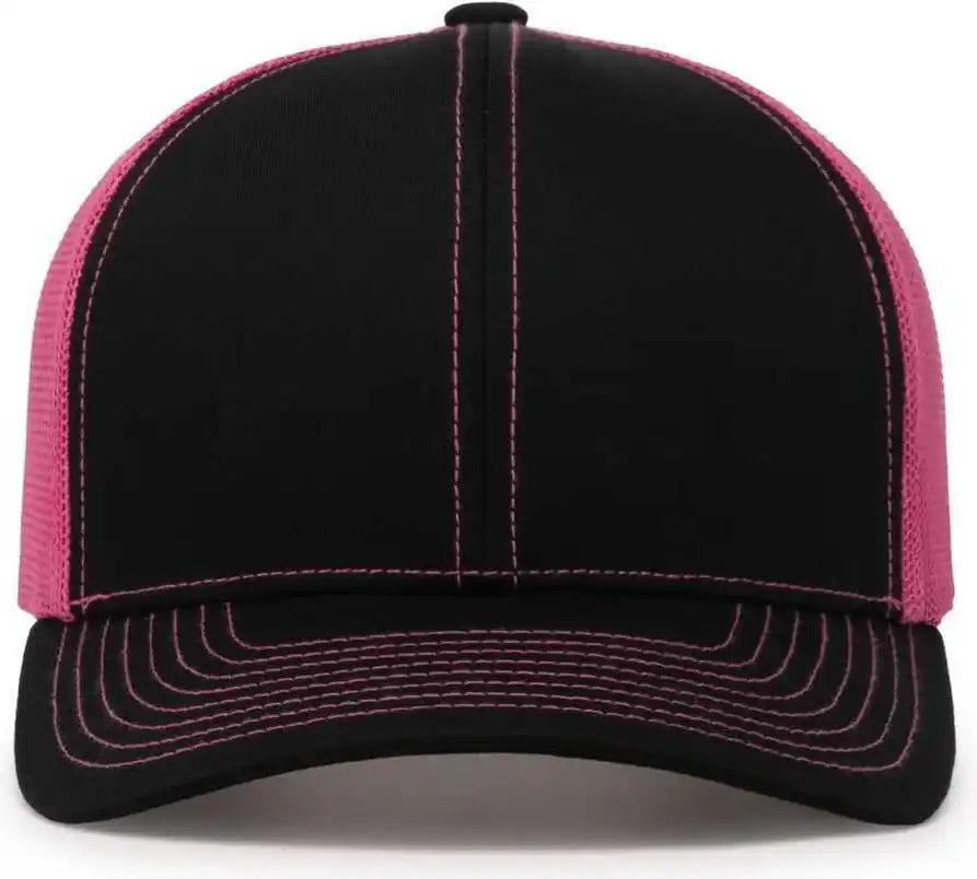 Pacific Headwear 104c Trucker Snapback Cap - Black Pink - 7’’ - 7 7/8’’